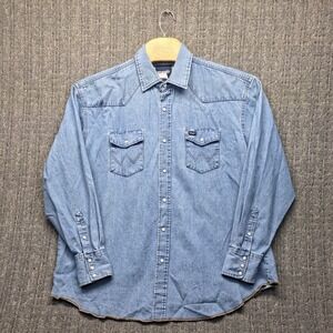 Wrangler Pearl Snap Shirt Men's XXL Denim Western Cowboy Cut 70127SW Work Wear